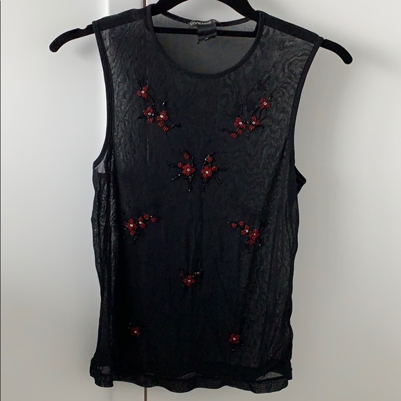Vivienne Tam Tops - Vivienne Tam hand beaded mesh sleeveless top